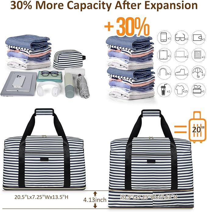 Expandable Travel Duffle Bags Weekender Overnight Bags for Women Men Hospital Bag for Women Labor Delivery with Toiletry Bag Waterproof