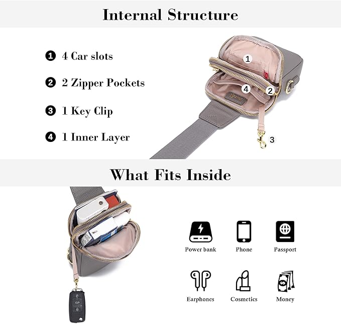INICAT Travel Small Sling Bag Leather Crossbody Bags for Women Fanny Packs Cross Body Bag for Woman Cross Body Purses