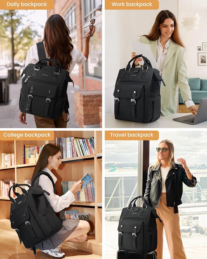 LOVEVOOK Laptop Backpack Women, Nurse Bags Teacher Work Backpack with Laptop Compartment, Water Resistant Computer Backpack Purse for Women College Business Travel Laptop Backpack, 15.6 Inch, Upgraded