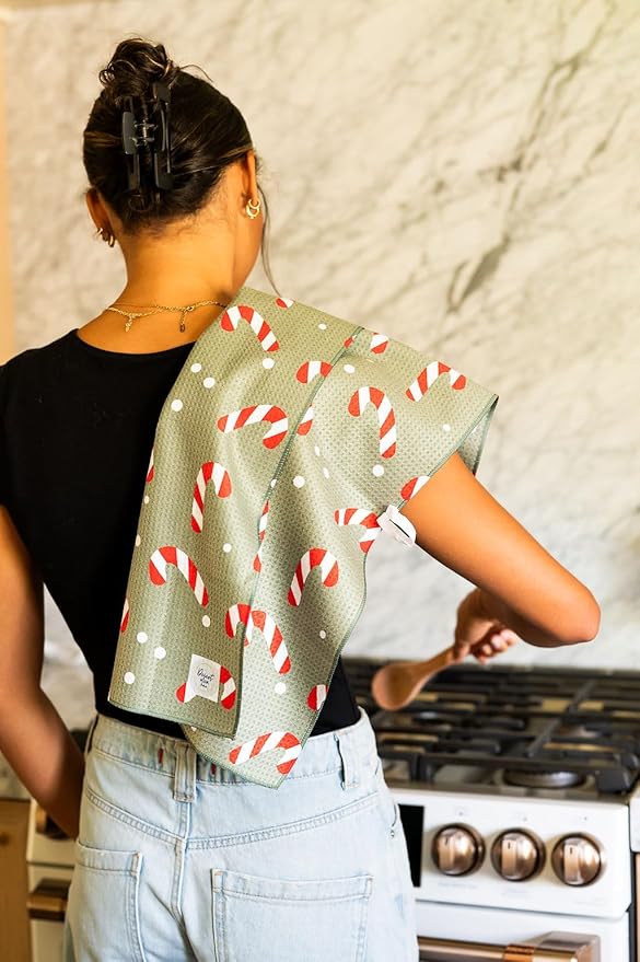 || 3 Pack|| Double Sided || Not Your Ordinary Dish Towels || Waffle Weave Microfiber|| Highly Absorbent || Hanging Loop || Dish Cloths || Modern || Designer Prints (Christmas Holly)