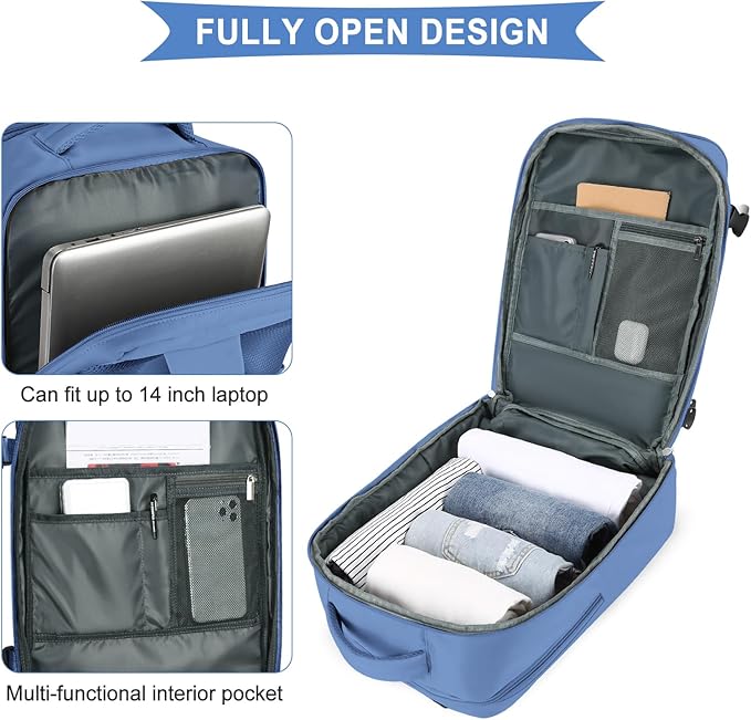 coowoz Travel Backpack for Women Men,Carry On Backpack,Hiking Backpacks Outdoor Sports Rucksack Casual Daypack Travel Essentials Sky Blue