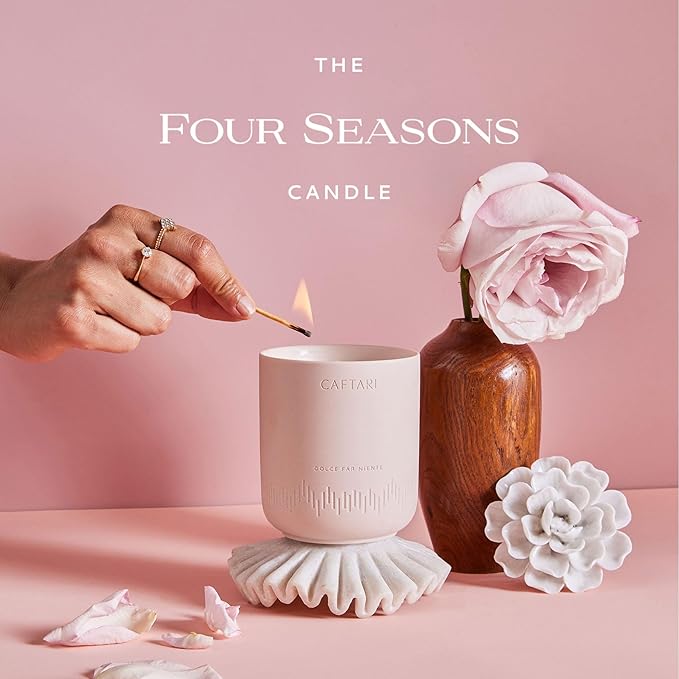 Luxury Aromatherapy Candle | Rose, Sandalwood & Violet Scented | 60 Hour Burn | Clean Coconut Soy Wax | Vegan, Gift-Ready Candle for Upliftment, Presence and Happiness | Dolce Far Niente