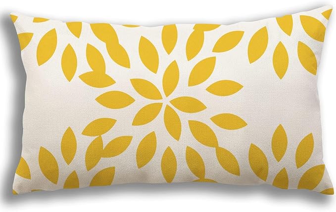 YCOLL Lumbar Pillow Covers 12x20 Set of 4, Modern Sofa Throw Pillow Cover, Decorative Outdoor Linen Fabric Pillow Case for Couch Bed Car, Yellow