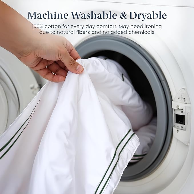 Ella Jayne Twin Duvet Cover (2 Pcs), 100% Cotton Percale, Twin/Twin XL, Soft, Breathable & Lightweight Including Duvet Cover (1 Piece) 68" x 90" Inches with 1 Pillow Shams (Dark Green Design)