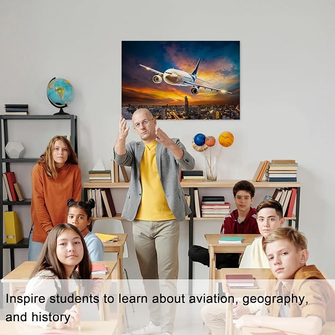 Mistyefly Airplane Canvas Wall Art with Inner Wooden Frame - Aviation Decor & Plane Themed Art for Office or Living Room - Lightweight & Easy to Hang, 28x40 Inches