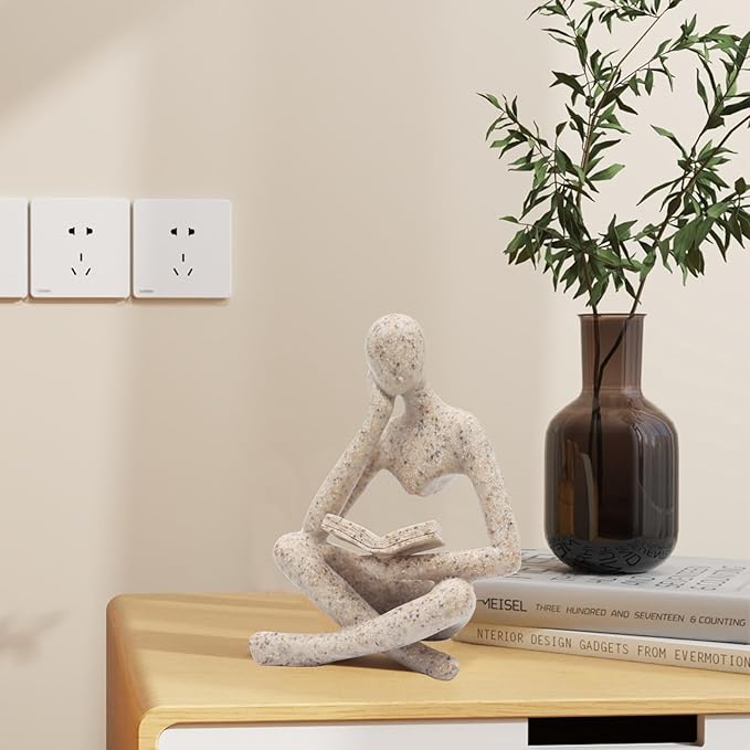 Reading Women Statue, Thinker Sculptures, Abstract Art Ornament, Modern Aesthetic Figurine Decoration, Suitable for Home Living Room Bedroom Office Shelf Table Desk Bookshelf Decor