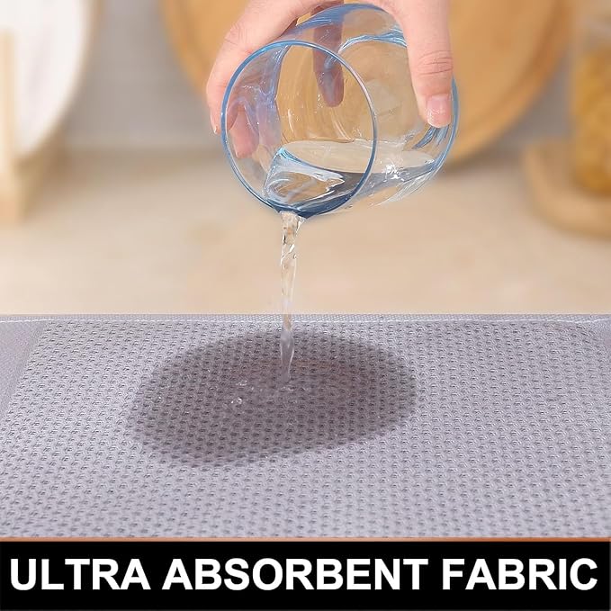 Homaxy 100% Cotton Dish Cloths, 8 Pack - 12 x 12 Inches, Waffle Weave Super Soft and Absorbent Dish Towels Quick Drying Dishcloths, Light Grey