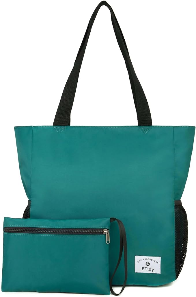 ETidy Large Capacity Foldable Tote Bag With Zipper Water-resistant SandproofWomen Beach Bag Handbag GymBag Travel ShoppingBag