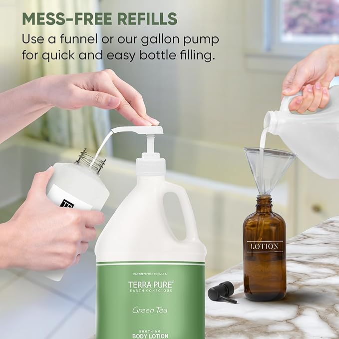 Terra Pure Green Tea Hotel Body Lotion | 1 Gallon | For Hospitality & Vacation Rentals to Refill Dispensers | (Set of 4)