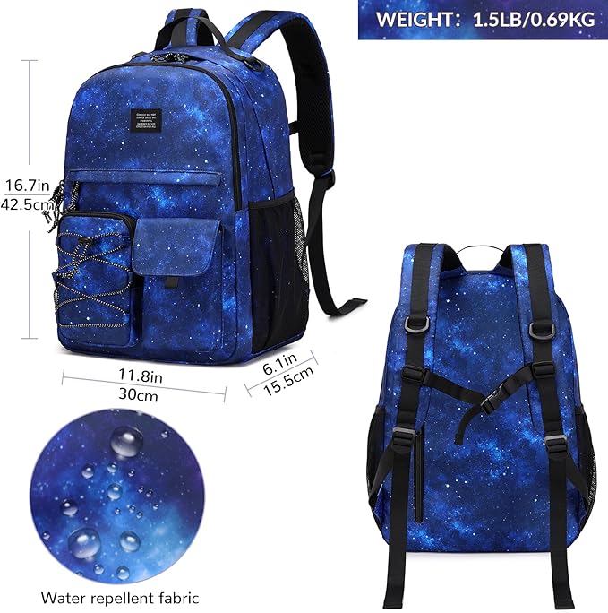 Lohol Galaxy Backpack for Kids Teen Boys Girls, Daypack with 1Anti Theft Pocket for Travel School (Galaxy E)