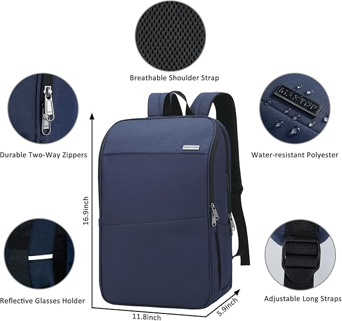 MAXTOP Deep Storage Laptop Backpack with USB Charging Port[Water Resistant] College School Computer Bookbag Fits 17 Inch Laptop