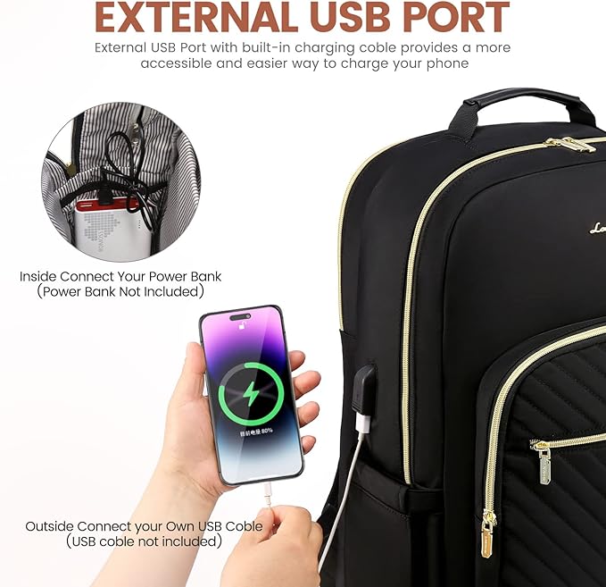 LOVEVOOK Laptop Backpack for Women 18.4 inch,Cute Womens Travel Backpack Purse,Professional Laptop Computer Bag,Waterproof Work Business College Teacher Bags Carry on Backpack with USB Port,Black