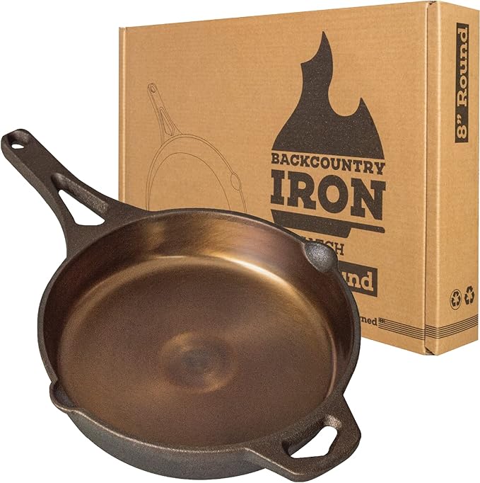 Backcountry Iron 8 Inch Smooth Wasatch Pre-Seasoned Round Cast Iron Skillet