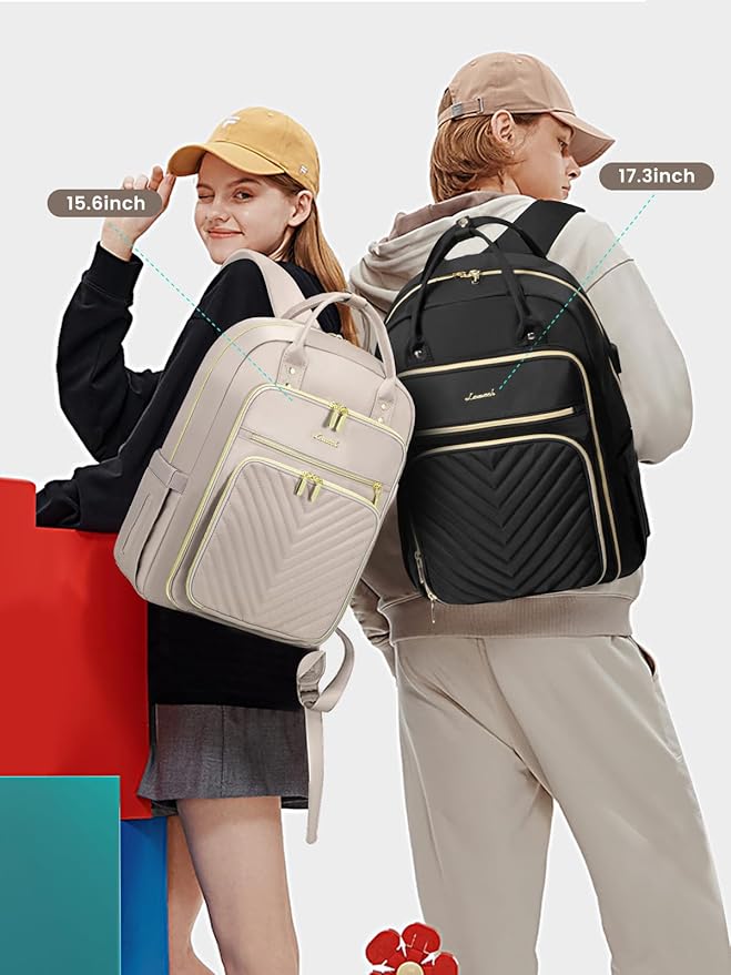 LOVEVOOK Laptop Backpack for Women, Water Resistant Travel Work Backpacks Purse Stylish Business Teacher Nurse Computer Bag with USB Charging Port,Pink Gray