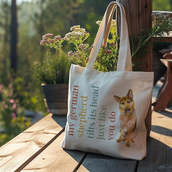Dog Mom Canvas Tote Bags - Reusable Grocery Bags for Shopping, Funny Dog Lover Gifts for Women