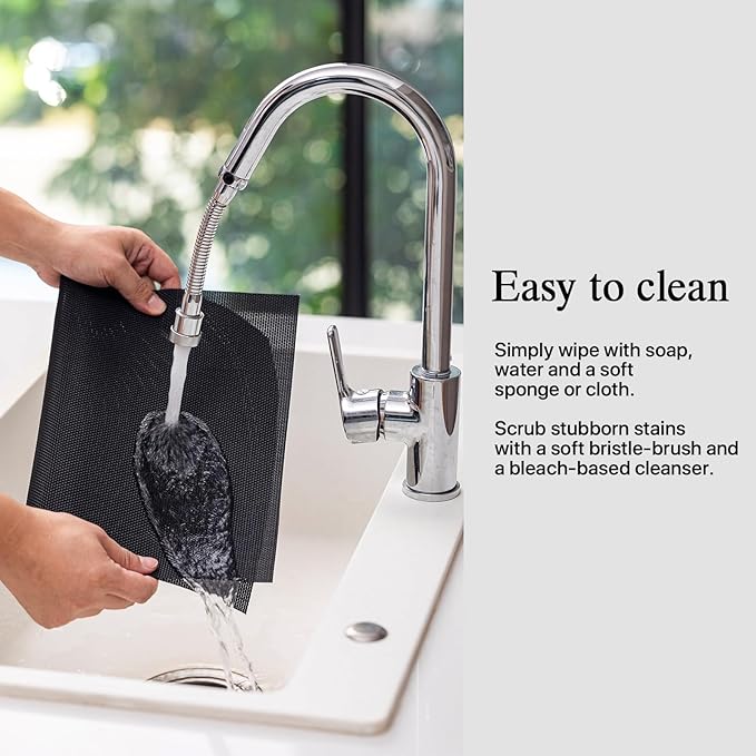 Placemats Set of 12 - Easy Clean Woven Vinyl Placemats for Dining Table, Indoor/Outdoor Place Mats, Washable PVC Table Mats（Black）