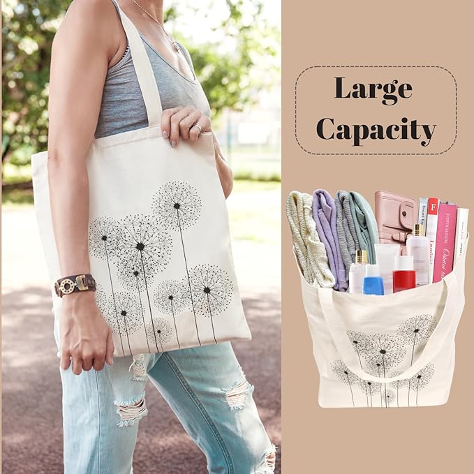 Tote Bag for Women, Canvas Tote Bag with Pockets,Canvas Shopping Bags,Reusable Grocery Bags