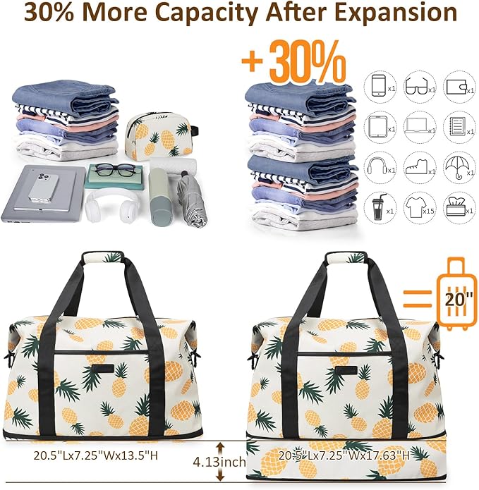 Expandable Travel Duffle Bags Weekender Overnight Bags for Women Men Hospital Bag for Women Labor Delivery with Toiletry Bag Waterproof