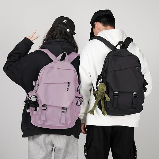 coowoz College Backpack Waterproof Black College Bags For Women Lightweight Travel Rucksack Casual Daypack Laptop Backpacks For Men Women(Pink Purple)