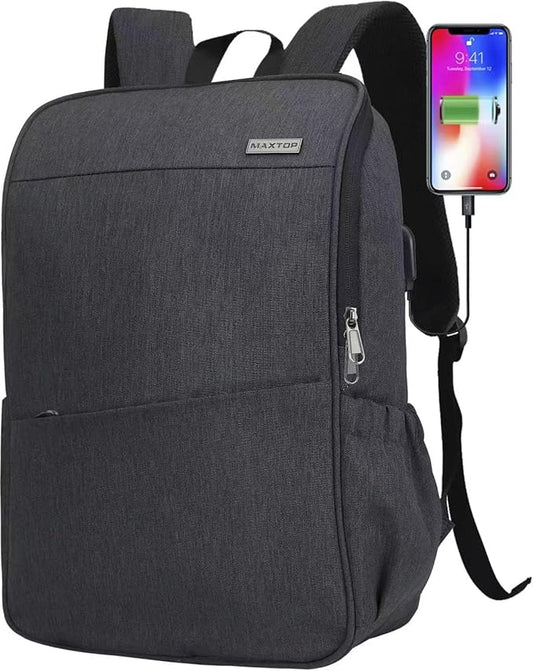 MAXTOP Laptop Backpack for Women Men College Bookbag Business Travel Backpack Water Resistant Computer Backpack with USB Charging Port Fits 15.6 Inch Laptop