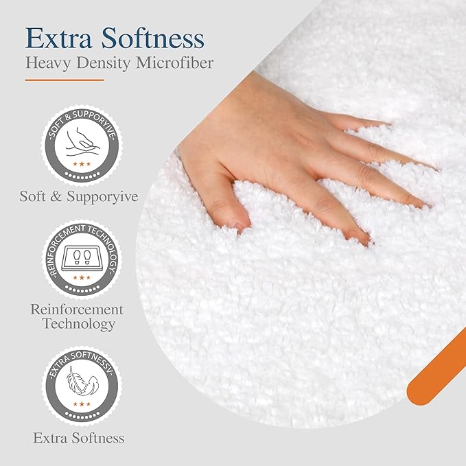 Walensee Large Bathroom Rug (24 x 60, White) Extra Soft and Absorbent Shaggy Bathroom Mat Machine Washable Microfiber Bath Mat for Bathroom, Non Slip Bath Mat, Luxury Bathroom Floor Mats Rubber Back