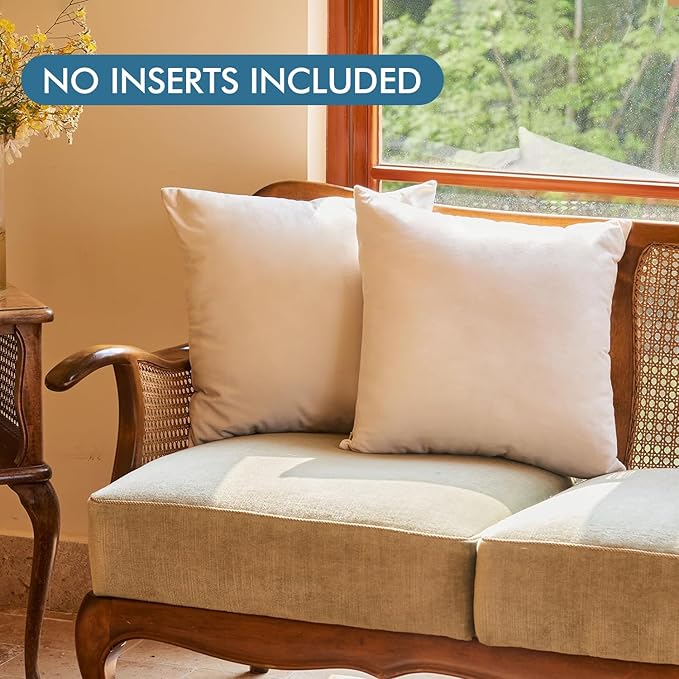 lifein 18x18 Throw Pillow Cover Set of 2, Boho Square Pillow Cover,Farmhouse Decorative Pillowcase,Pillow Case for Couch,Sofa,Bed,Chair,Room,Home Decor,Christmas(18x18in,Cream/White)