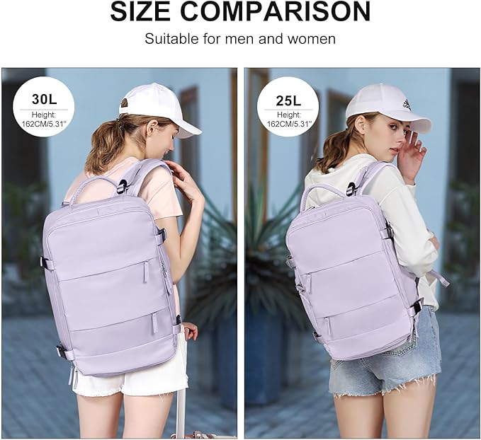 coowoz Large Travel Backpack For Women Men,Carry On Backpack,Hiking Backpack Waterproof Outdoor Sports Rucksack Casual Daypack Travel Essentials(Purple)