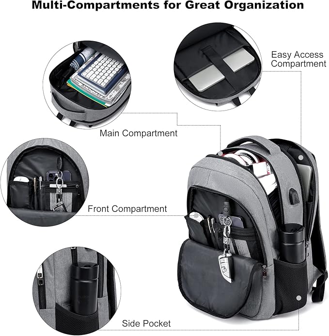 Backpack, School Backpacks for Teen Boys & Girls, Student Bookbag Fits 17.3 Inch Laptop with USB Charging Port, Water Resistant Travel Backpack, Sturdy Anti Theft Computer Bag Gifts Men Women