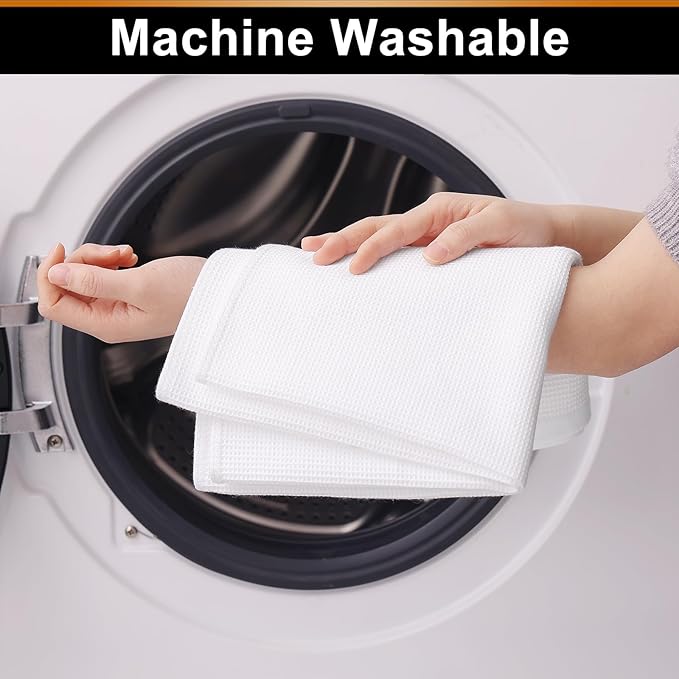 Homaxy 100% Cotton Waffle Weave Kitchen Towels - 6 Pack Soft and Absorbent Dish Towels - 16 x 26 Inches Quick Dry Hand Towels - White