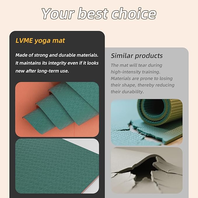 Yoga Mat Non Slip, Anti-Tear 1/4 Thick TPE Yoga Mats for Women and Men, a stylish and practical dual-tone yoga mat.72"x24" Exercise & Fitness Mat with Carrying Strap, Workout Mats for Yoga, Pilates and Floor Exercise