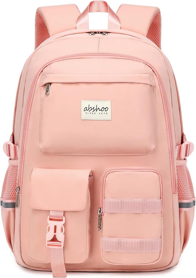 abshoo Big Student Laptop Backpack For College Women Middle High School Teen Girls Bookbag Travel Daypack (Peach Pink)