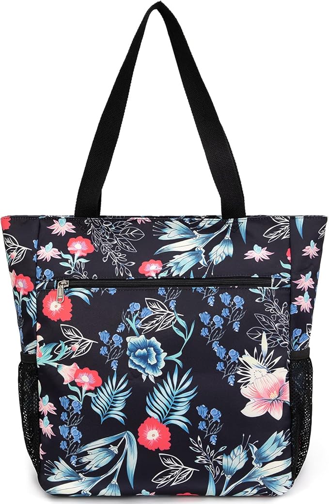 ETidy Large Capacity Foldable Tote Bag With Zipper Water-resistant SandproofWomen Beach Bag Handbag GymBag Travel ShoppingBag