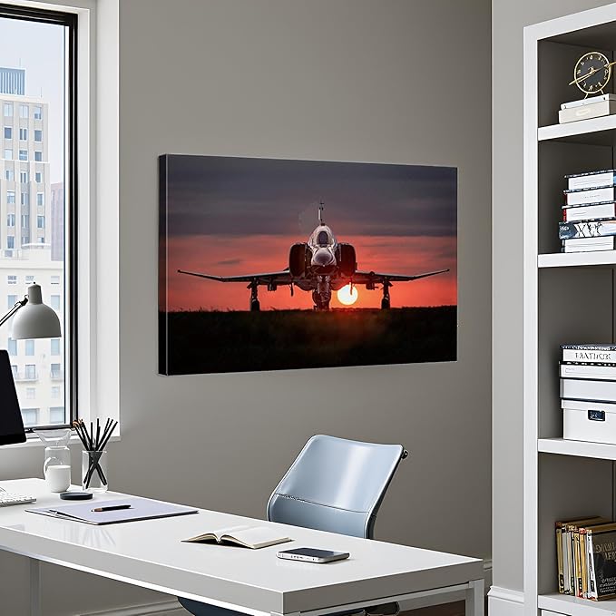 F-4 Phantom Wall Art Canvas with Inner Wooden Frame - Airplane Decor, Aviation & Military Posters for Home & Office decor - Lightweight & Easy to Hang 28x40 Inches