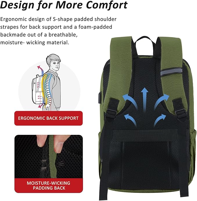 MAXTOP Deep Storage Laptop Backpack with USB Charging Port[Water Resistant] College School Computer Bookbag Fits 17 Inch Laptop