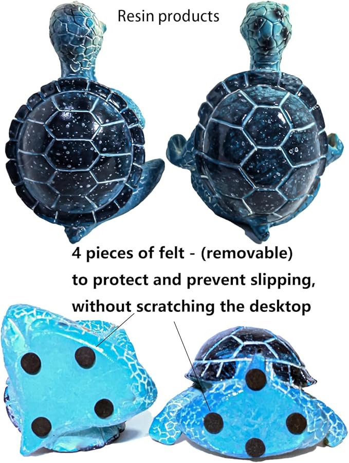 2-Pack Yoga Sea Turtle Figurines - Resin Meditation Desk Statue Decor with Non-Slip Base Zen Ocean Theme Table Shelf Sculptures Beach Bathroom Office Decoration Gifts for Women Turtle Lovers