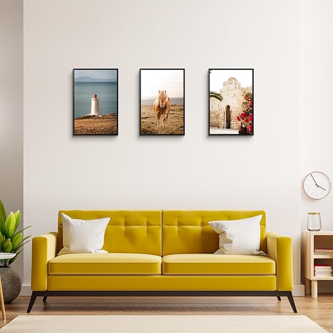 Golden State Art, 12x18 Aluminum Picture Frame, Black Metal Thin Poster Frames for 12 x 18 inch Photo, Acrylic Front, Wall Hook for Horizontal or Vertical Display, 3 Pack