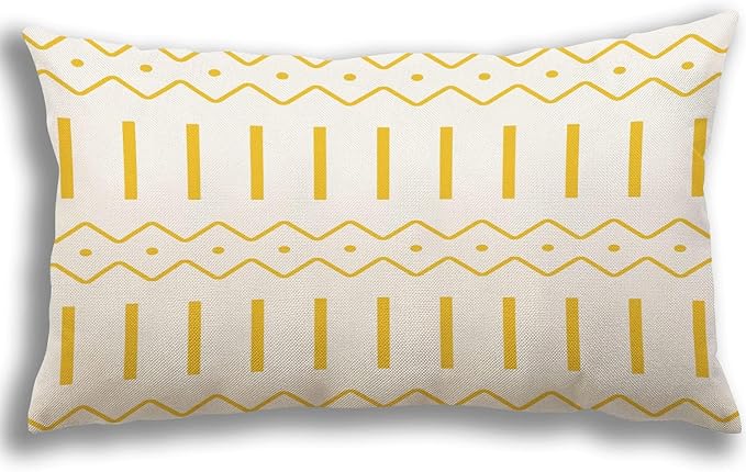 YCOLL Lumbar Pillow Covers 12x20 Set of 4, Modern Sofa Throw Pillow Cover, Decorative Outdoor Linen Fabric Pillow Case for Couch Bed Car, Yellow