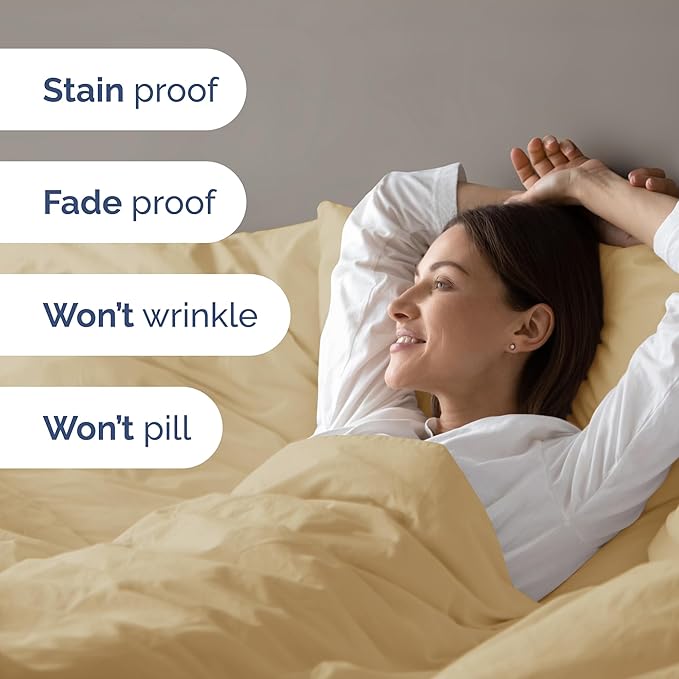 Duvet Cover Queen Size Set - Extra Soft Queen Size Duvet Cover 90 x 90 with 2 Pillow Shams - Hotel Luxury, Easy Care and Fade Free with Zipper Closures & Ties - Comfy, Breathable Bedding Set (Beige)