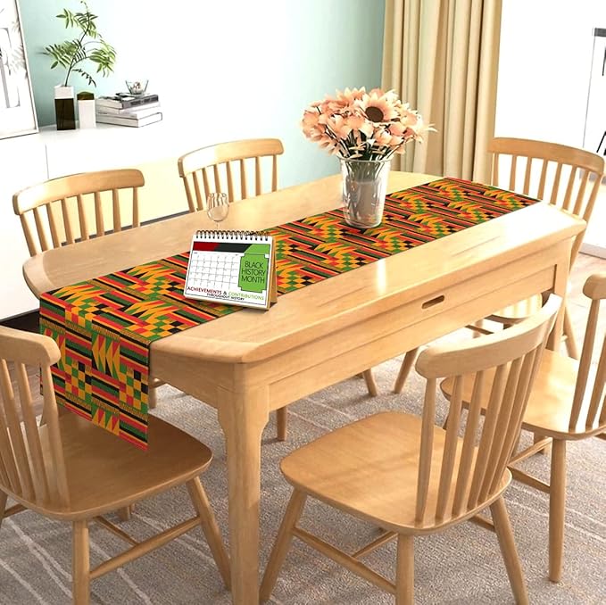 Nepnuser Kwanzaa Table Runner 108 Inches Long for Afro African American National Holiday Party Decoration Home Kitchen Dining Room Decor