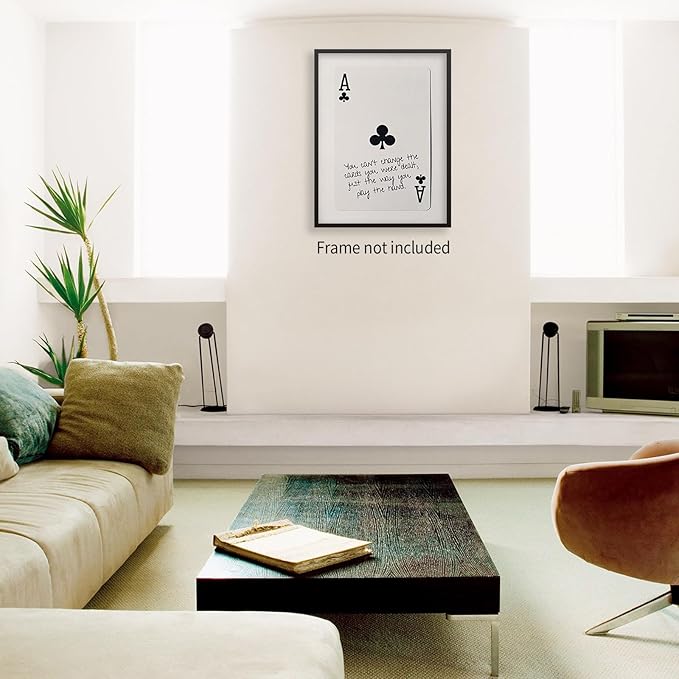 XSCQ Funky Black and White Lucky Ace Poker Canvas Wall Art Funny Modern Preppy Playing Card Posters Trendy Minimalist Black Art Prints Painting Retro Aesthetic Wall Decor 16x24 inch Unframed