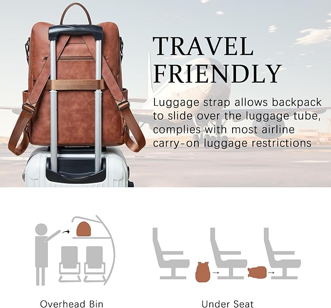 Shrrie Vegan Leather Laptop Backpack for Women 15.6 inch Work Backpack Fashion Travel Backpack Purse for Business College