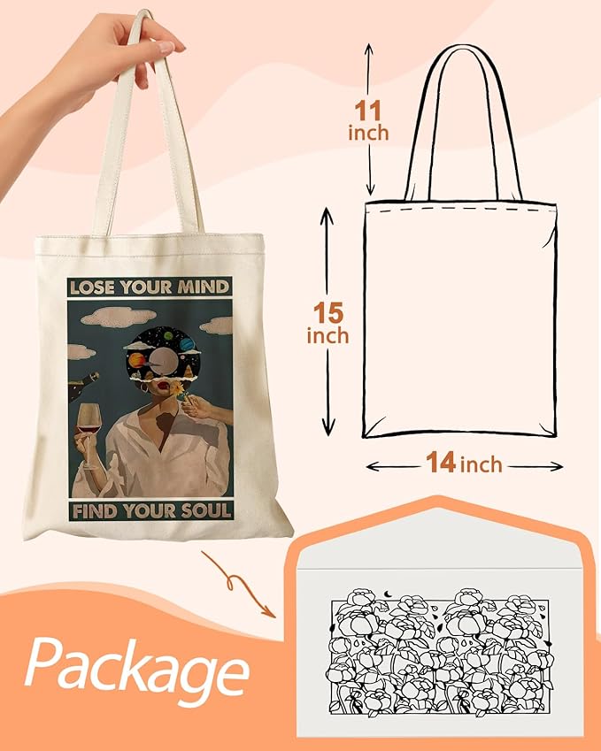 Canvas Tote Bag with Pocket - Aesthetic Cute Canvas Bag for Women Shoulder Totes for Shopping, Work, Gym