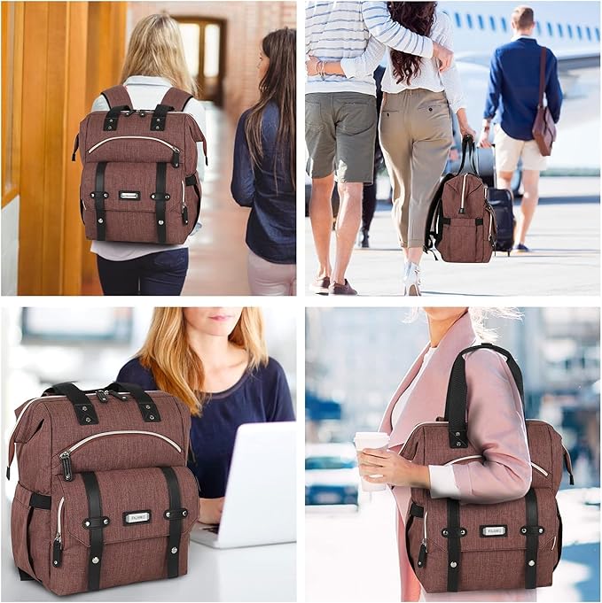 FALANKO Laptop Backpack for Women,Work Doctor Nurse Teacher Travel Backpack for 15.6 Inch Laptop with RFID Anti-theft USB Charging Port Water Resistant College Purse Business Computer Bookbag