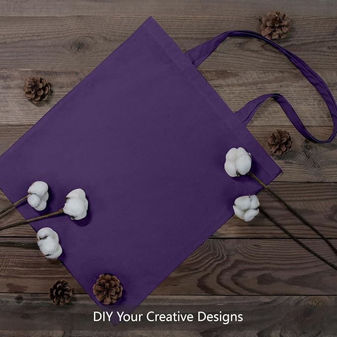 TOPDesign 12-Pack Economical 16"x15" Deep Purple Cotton Tote Bags, Lightweight Medium Reusable Grocery Shopping Cloth Bags, Suitable for DIY, Advertising, Promotion, Gift, Activity