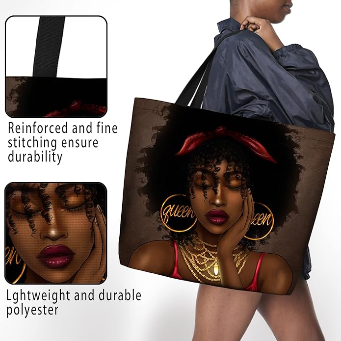 IAGM Women Tote Bags African American Woman Shoulder Bag Afro Black Girl Magic Satchel Handbags For Shopping,Work,Grocery,Gym