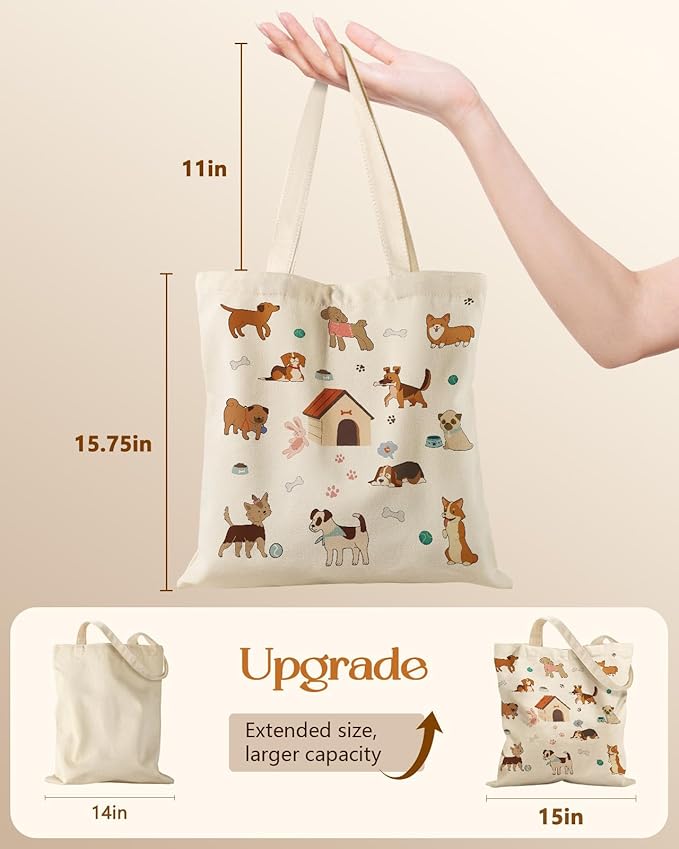 Canvas Tote Bag for Women - Aesthetic Canvas Totes with Pockets Cute Reusable Cloths Ladies Shoulder Bag
