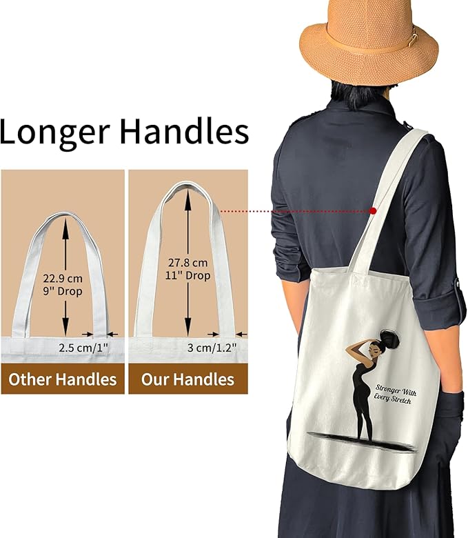 Tote Bag for Women, Reusable Zippered Canvas Bag with Handles Pocket Thick Canvas, for Grocery Shopping Beach Gift