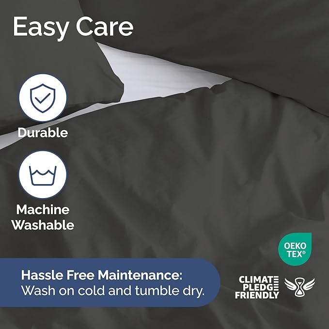 Duvet Cover Queen Size Set - Extra Soft Queen Size Duvet Cover 90 x 90 with 2 Pillow Shams - Hotel Luxury Easy Care and Fade Free w/Zipper Closures & Ties - Comfy Breathable Bedding Set (Charcoal)