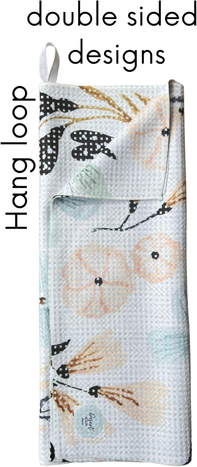 || Navy Blue and White 3 Pack|| Microfiber Waffle Weave || Dish Towels || || Tea Towels || Highly Absorbent || Hanging Loop || Dish Cloths ||Designer Prints (Navy)