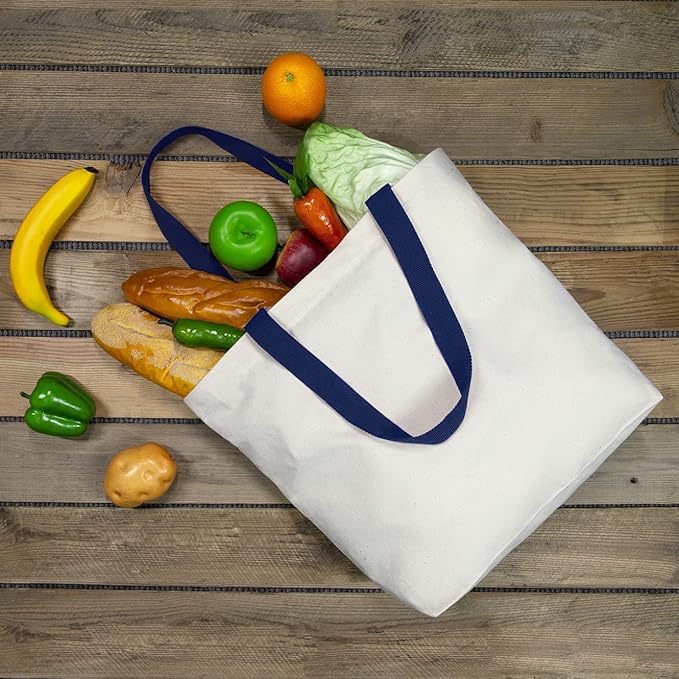 TOPDesign 6-Pack Canvas Tote Bags with Magnetic Snap, Reusable Grocery Shopping Bags, DIY Your Creative Designs